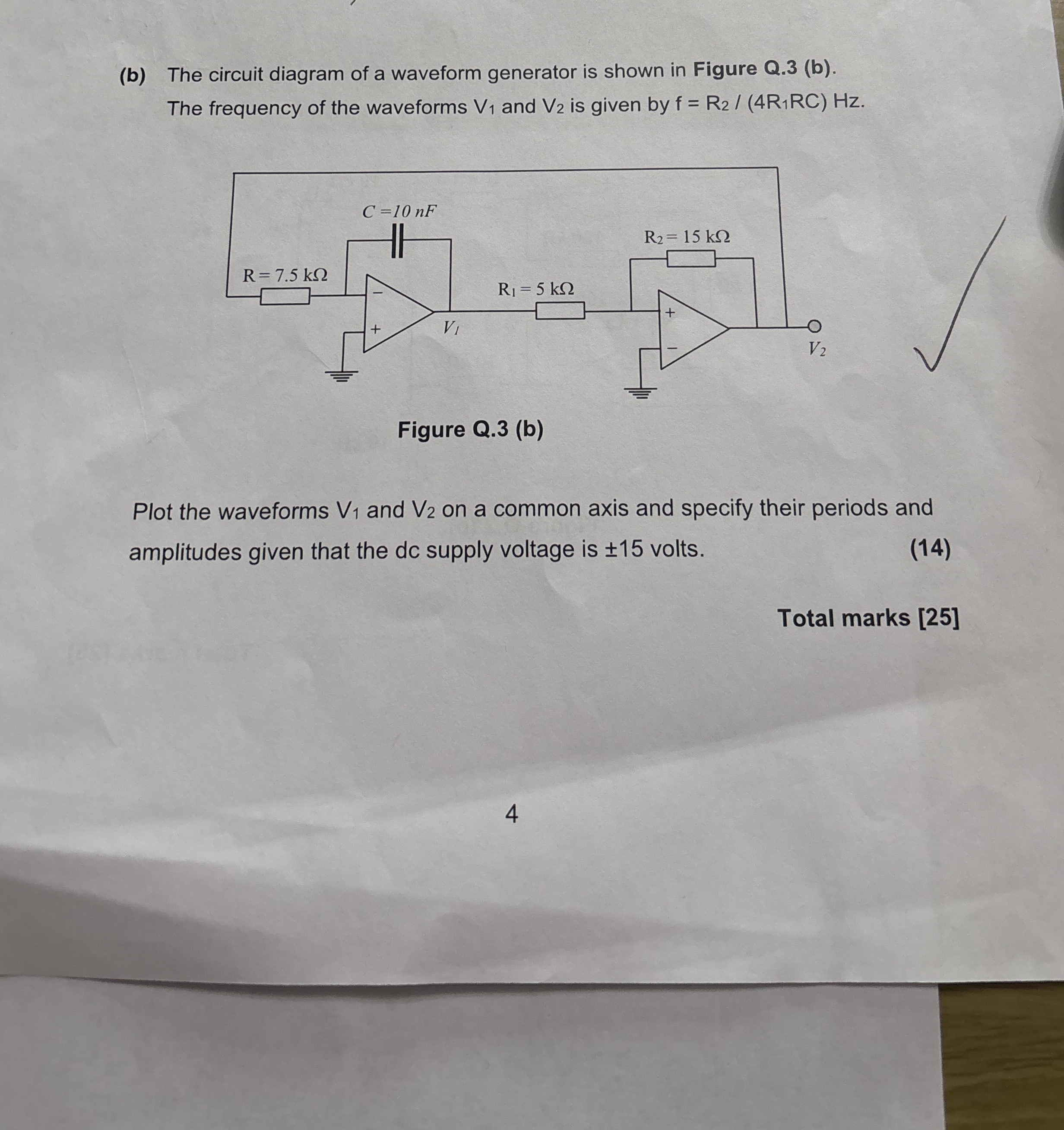 Solved (b) ﻿The circuit diagram of a waveform generator is | Chegg.com