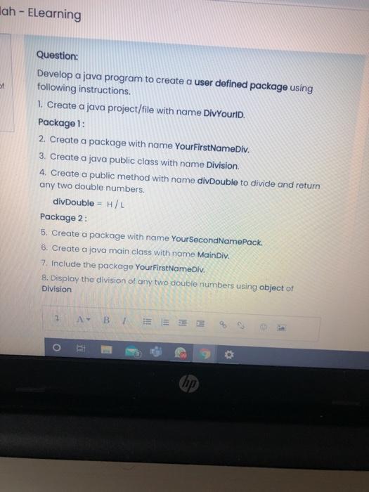 Solved lah - Elearning of Question: Develop a java program | Chegg.com