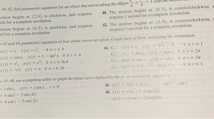 Solved In Problems 39-42, find parametric equations for an | Chegg.com