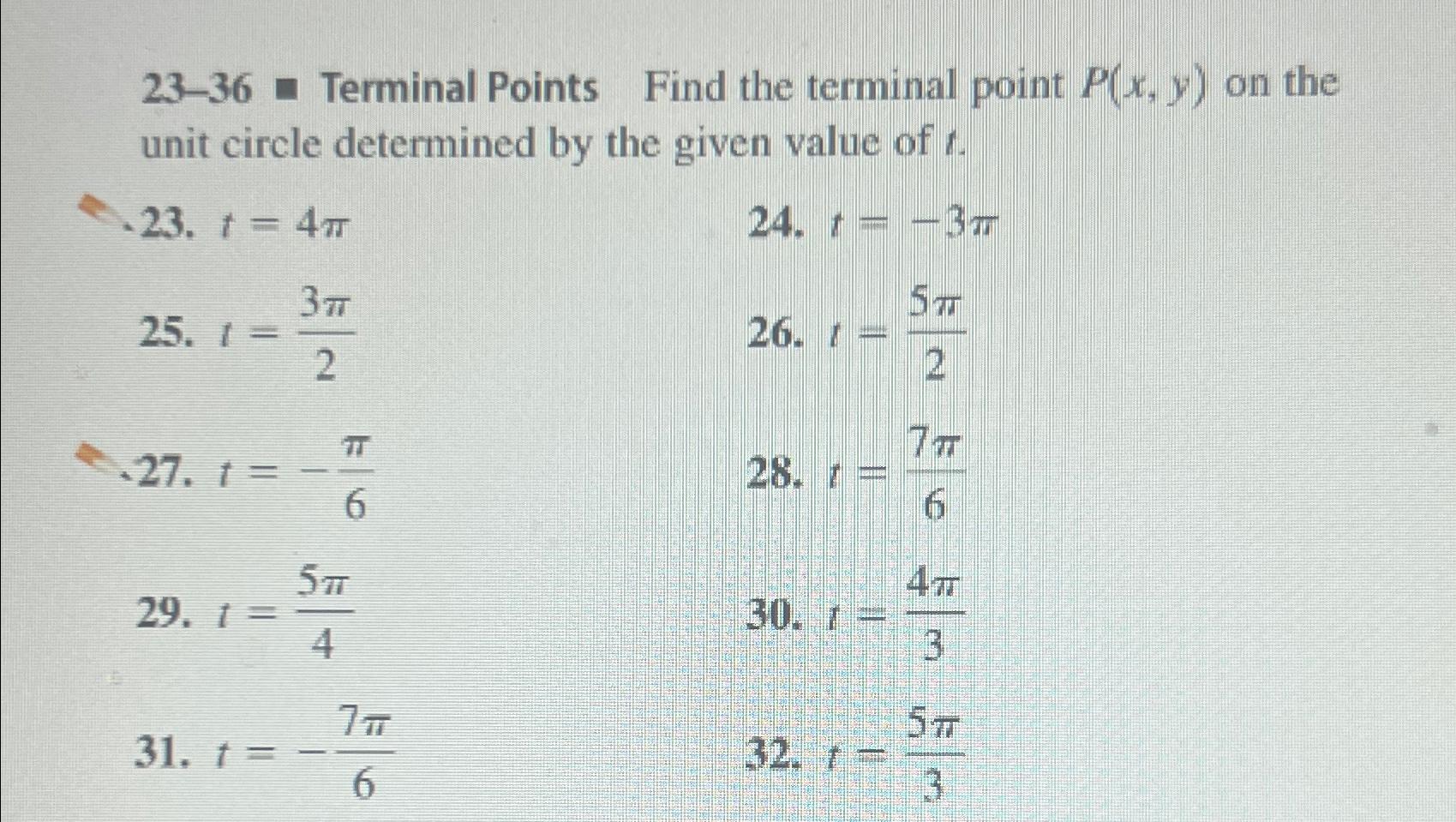 Solved 23-36 = ﻿Terminal Points Find The Terminal Point | Chegg.com