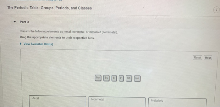 Solved Part A Classify the following elements as main group | Chegg.com
