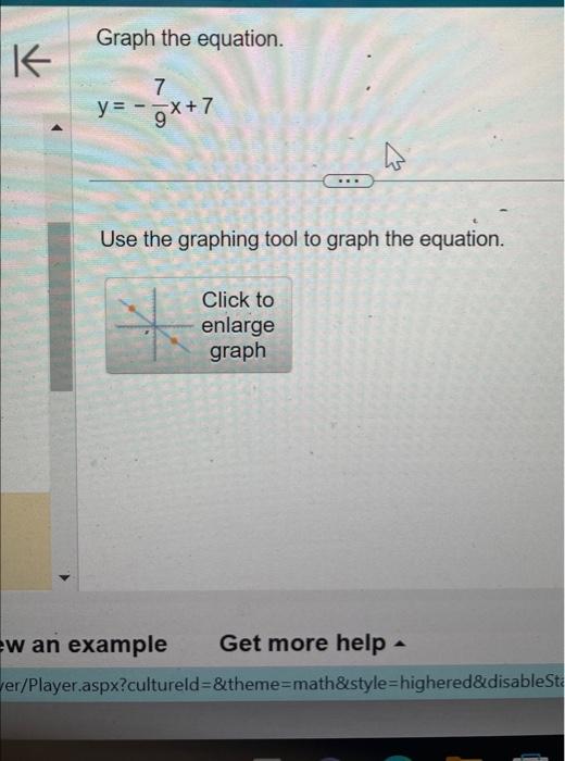 Solved Graph the equation. y=−97x+7 Use the graphing tool to | Chegg.com