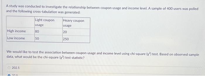 Solved A study was conducted to investigate the relationship | Chegg.com