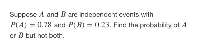 Solved Suppose A And B Are Independent Events With P(A) = | Chegg.com