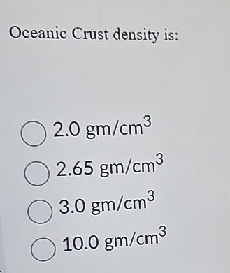 Solved Oceanic Crust density | Chegg.com