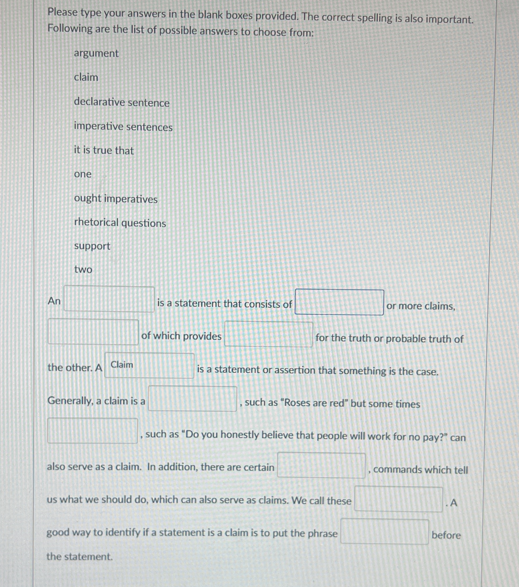 Solved Please type your answers in the blank boxes provided. | Chegg.com