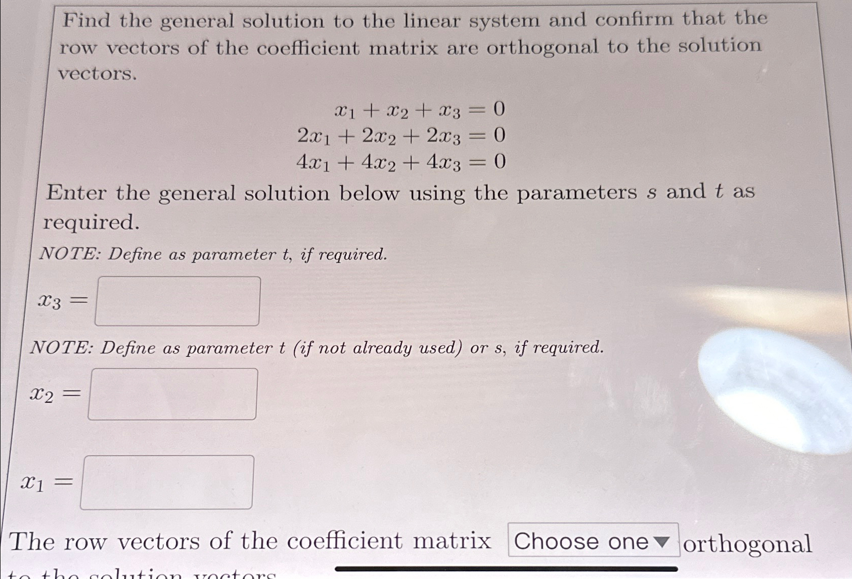 Solved Find the general solution to the linear system and | Chegg.com