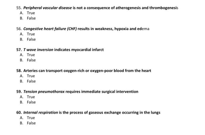 Solved 55. Peripheral Vascular Disease Is Not A Consequence | Chegg.com