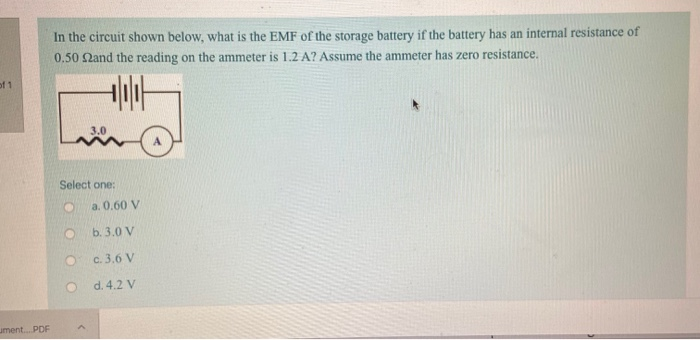 Solved In the circuit shown below, what is the EMF of the | Chegg.com