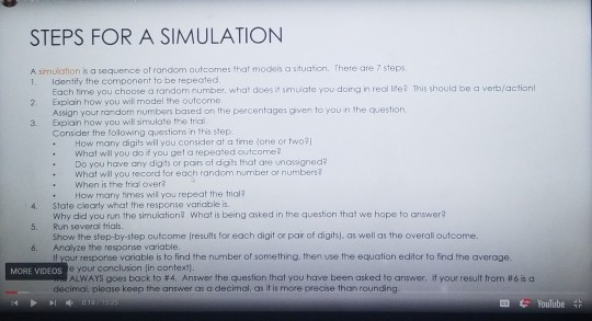Simulation Step By Step STEPS FOR A SIMULATION + A simulation is a sequence | Chegg.com