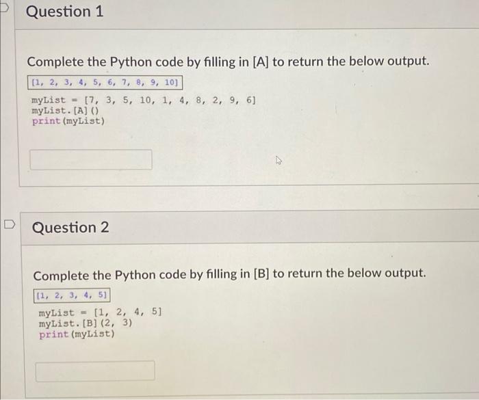 Solved Complete the Python code by filling in [A] to return | Chegg.com