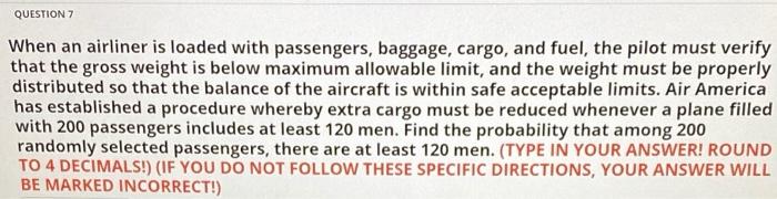 Solved QUESTION 7 When an airliner is loaded with | Chegg.com