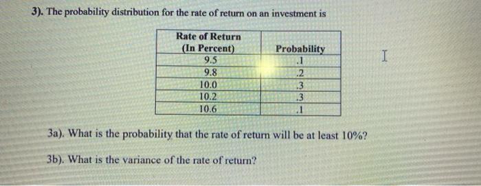 Solved 3). The probability distribution for the rate of | Chegg.com