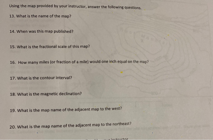 Solved Using the map provided by your instructor, answer the | Chegg.com