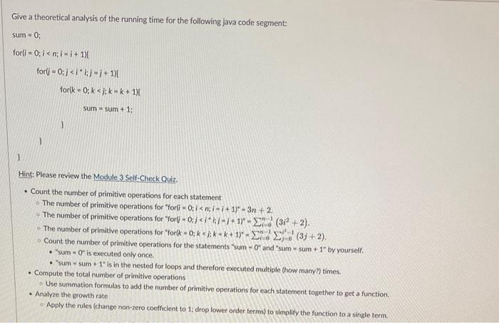 Solved Give a theoretical analysis of the running time for | Chegg.com