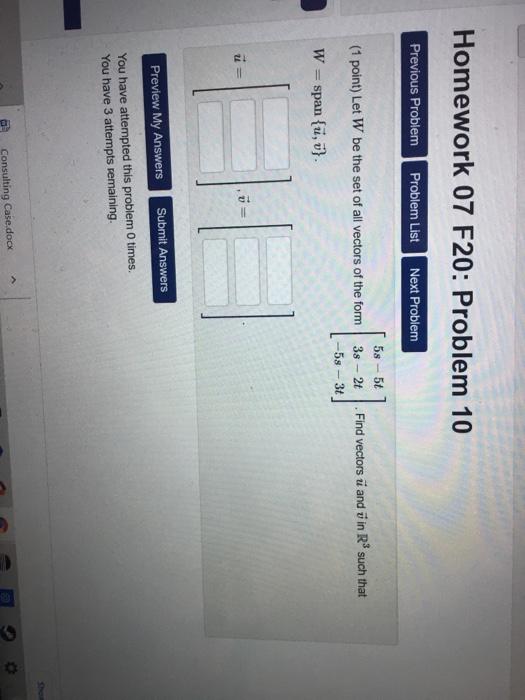 Solved Homework 07 F20: Problem 10 Previous Problem Problem | Chegg.com