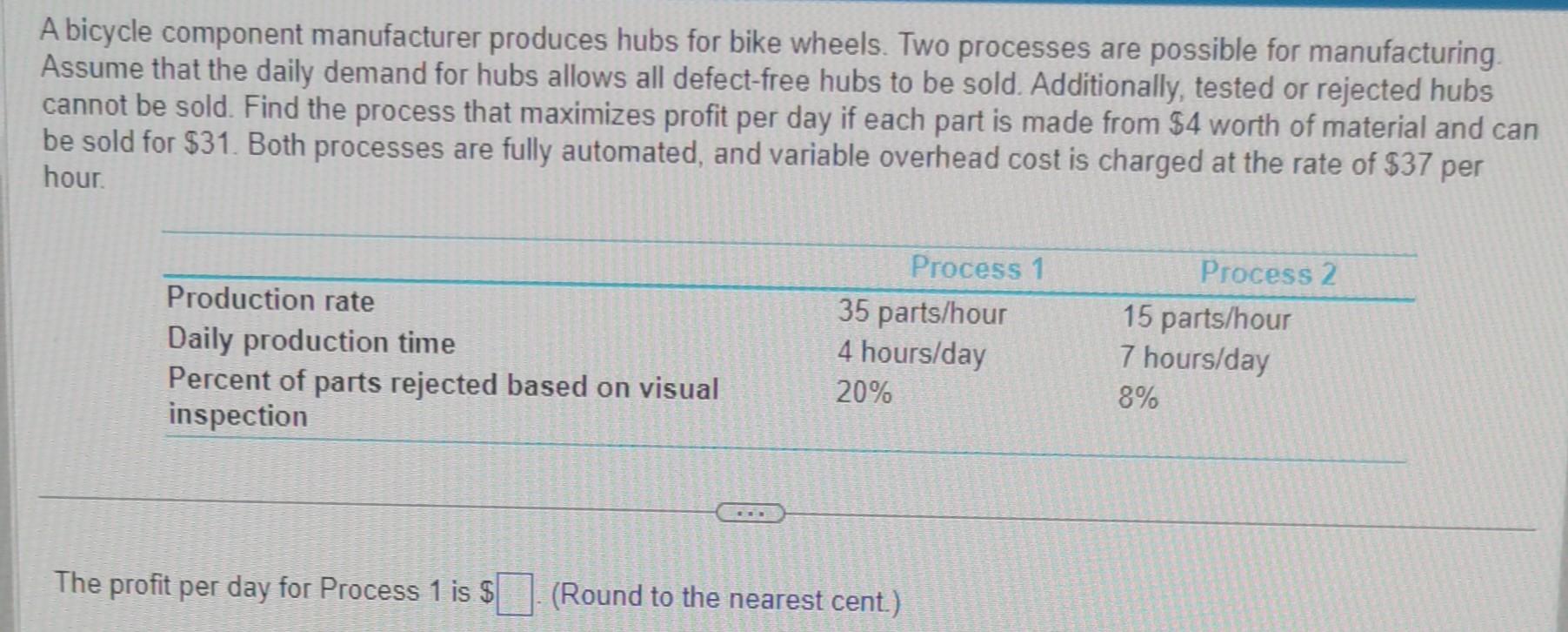 Solved A bicycle component manufacturer produces hubs for