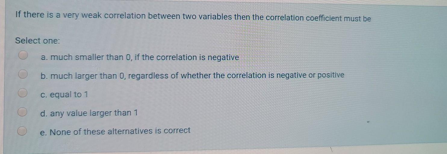 Solved If there is a very weak correlation between two | Chegg.com