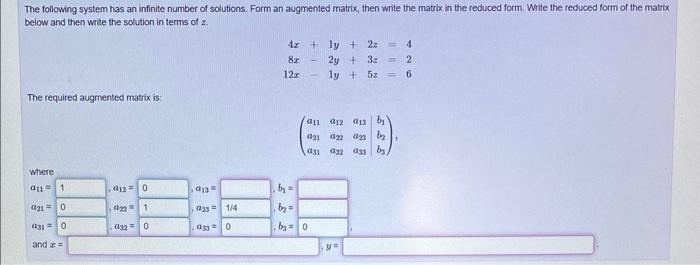 Solved The following system has an infinite number of | Chegg.com