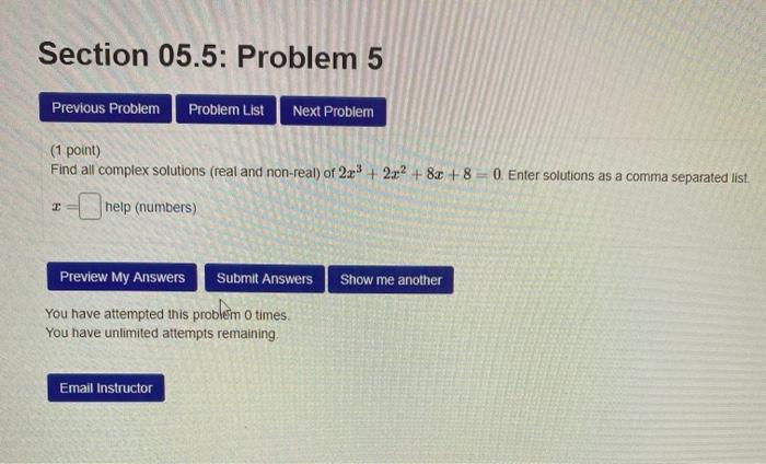 Solved Section 05.5: Problem 5 Previous Problem Problem List | Chegg.com