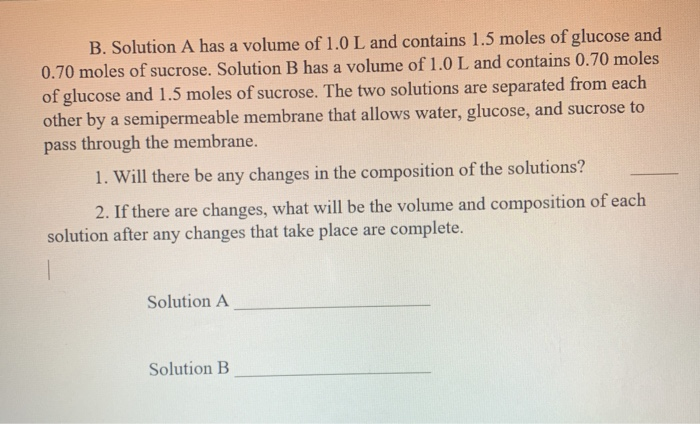 Solved B. Solution A Has A Volume Of 1.0 L And Contains 1.5 | Chegg.com