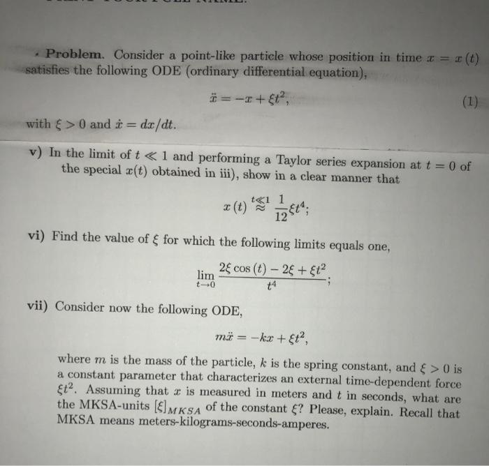 Solved Problem. Consider a point-like particle whose | Chegg.com