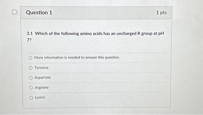 Solved 3.1 Which of the following amino acids has an | Chegg.com