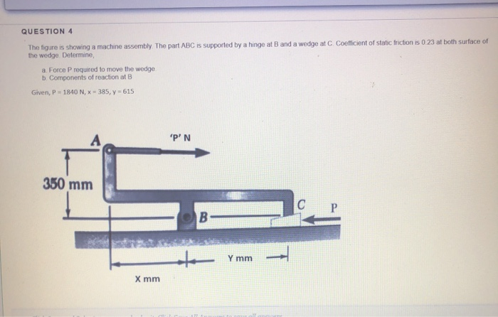 Solved QUESTION 4 The figure is showing a machine assembly | Chegg.com