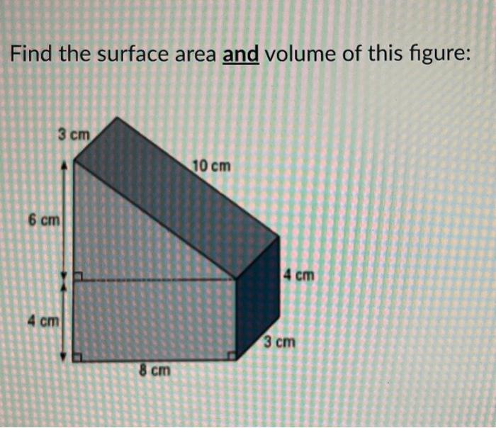 Solved Find the surface area and volume of this figure: | Chegg.com