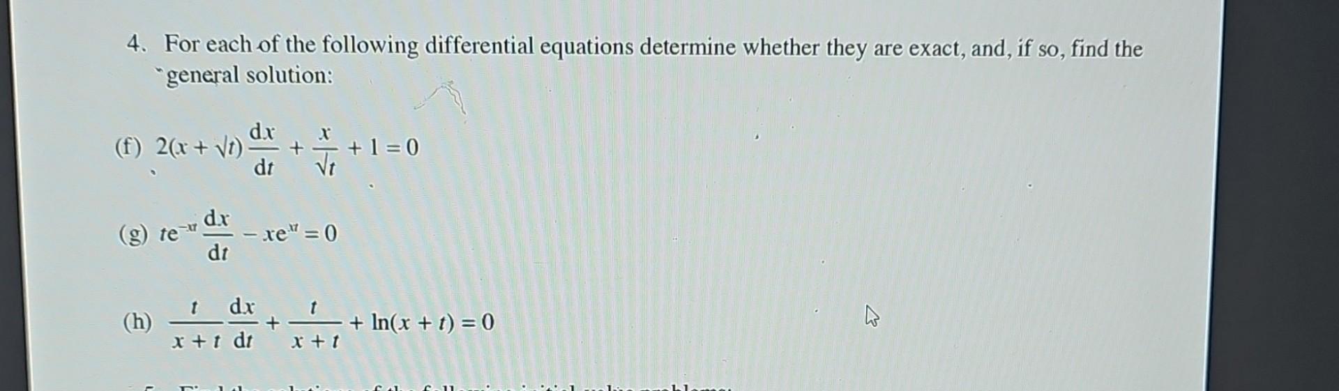 Solved 4. For Each Of The Following Differential Equations | Chegg.com