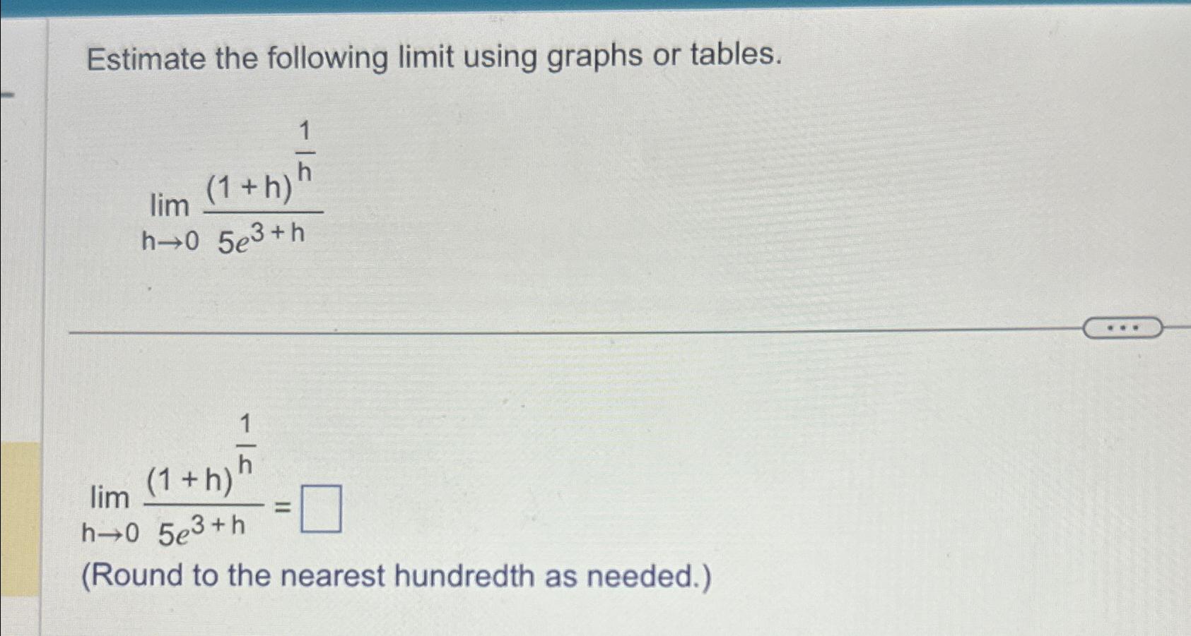 Solved Estimate the following limit using graphs or | Chegg.com