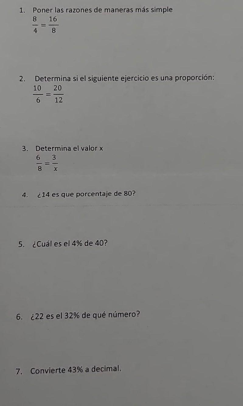 1. Poner las razones de maneras más simple \( \frac{8}{4}=\frac{16}{8} \) 2. Determina si el siguiente ejercicio es una propo