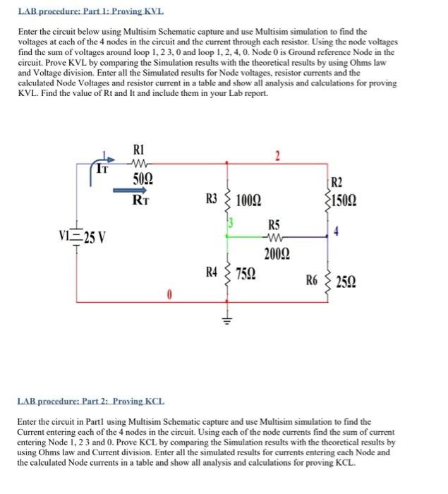 Solved LAB Procedure: Part 1: Proving KVL Enter The Circuit | Chegg.com