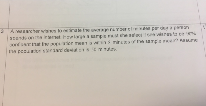Solved A researcher wishes to estimate the average number of | Chegg.com