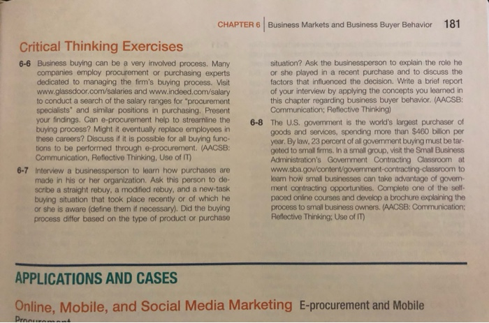 Solved CHAPTER 6 Business Markets and Business Buyer | Chegg.com