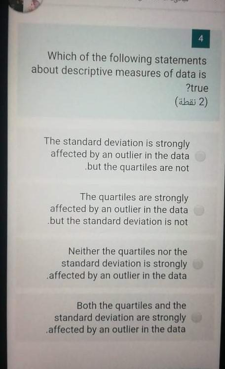 Solved 4 Which of the following statements about descriptive | Chegg.com