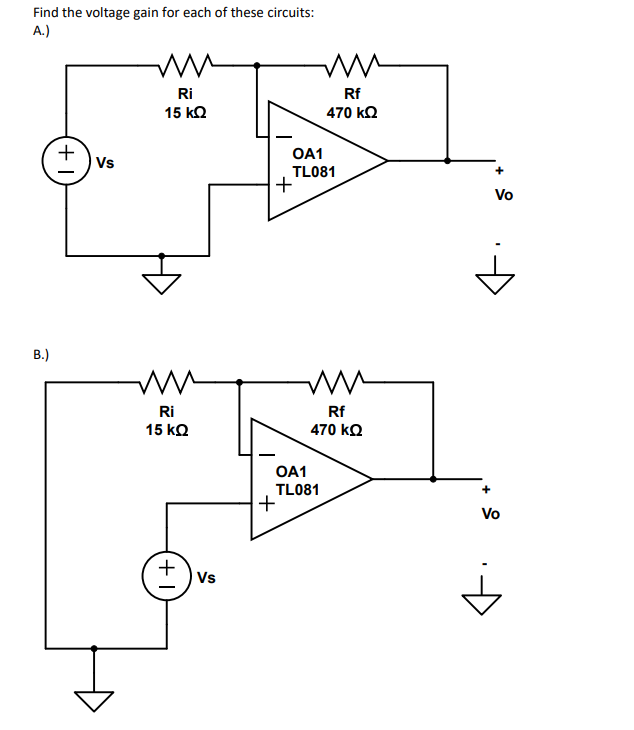 Solved Find the voltage gain for each of these | Chegg.com