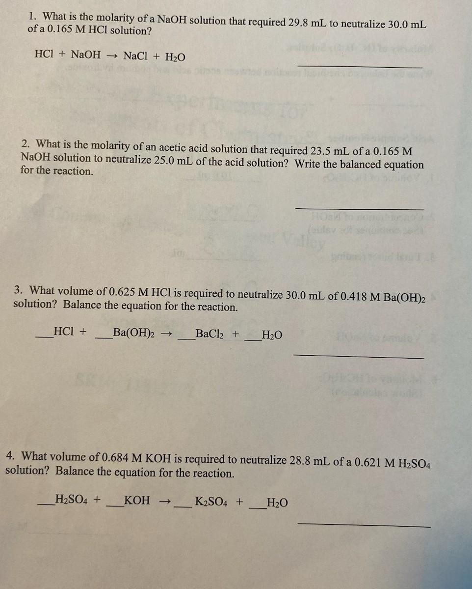 Solved 1. What is the molarity of a NaOH solution that | Chegg.com