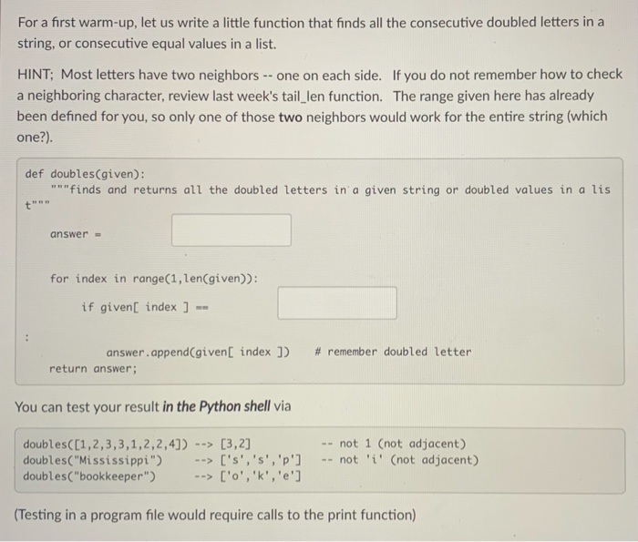 Solved For a first warm-up, let us write a little function | Chegg.com
