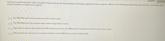 Solved You have a bacterial strain with a mutation that | Chegg.com