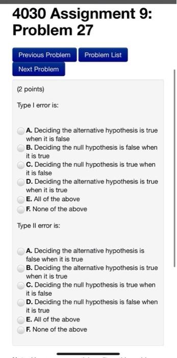 Solved 4030 Assignment 9: Problem 27 Problem List Previous | Chegg.com