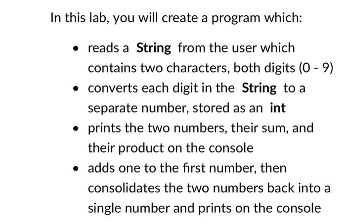Solved In this lab, you will create a program which: - reads | Chegg.com
