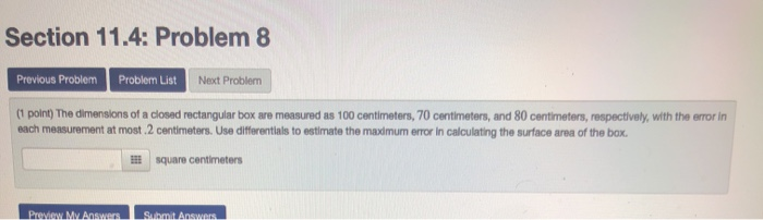 Solved Section 11.4: Problem 7 Previous Problem Problem List | Chegg.com