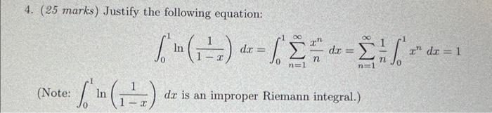 Solved 4. (25 marks) Justify the following equation: | Chegg.com