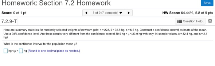 Solved Homework: Section 7.2 Homework Save Score: 0 Of 1 Pt | Chegg.com