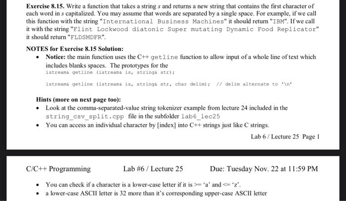 Solved Exercise 8.15. Write a function that takes a string s | Chegg.com