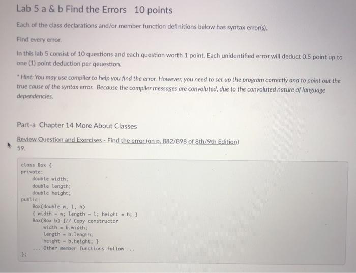 Solved Lab 5 A & B Find The Errors 10 Points Each Of The | Chegg.com