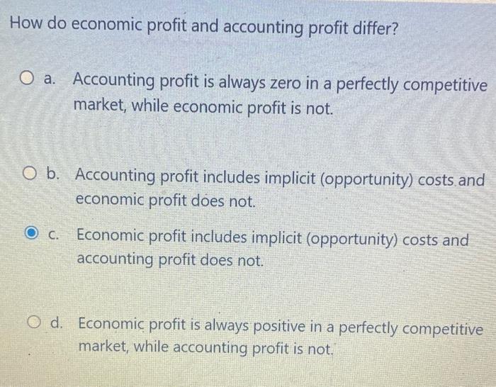 Solved How do economic profit and accounting profit differ? | Chegg.com