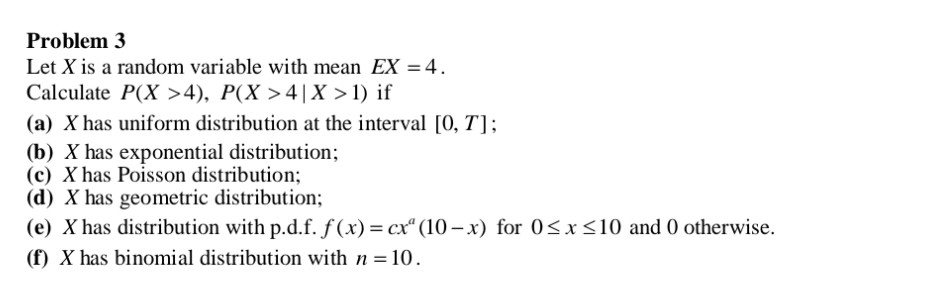 Solved Problem 3 Let X is a random variable with mean EX = | Chegg.com