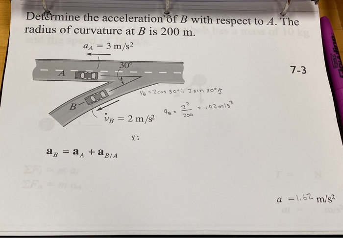 Solved Determine the acceleration of B with respect to A. | Chegg.com